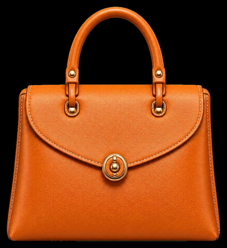 Orange leather handbag